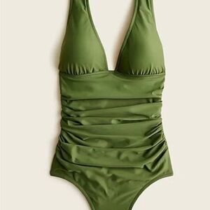 J.Crew Ruched V neck One-Piece Swimsuit